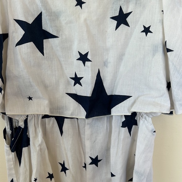 Anthropologie Indah Flounce Star Romper Swim Cover Up White Blue Cut Out Sz XS - Picture 10 of 10